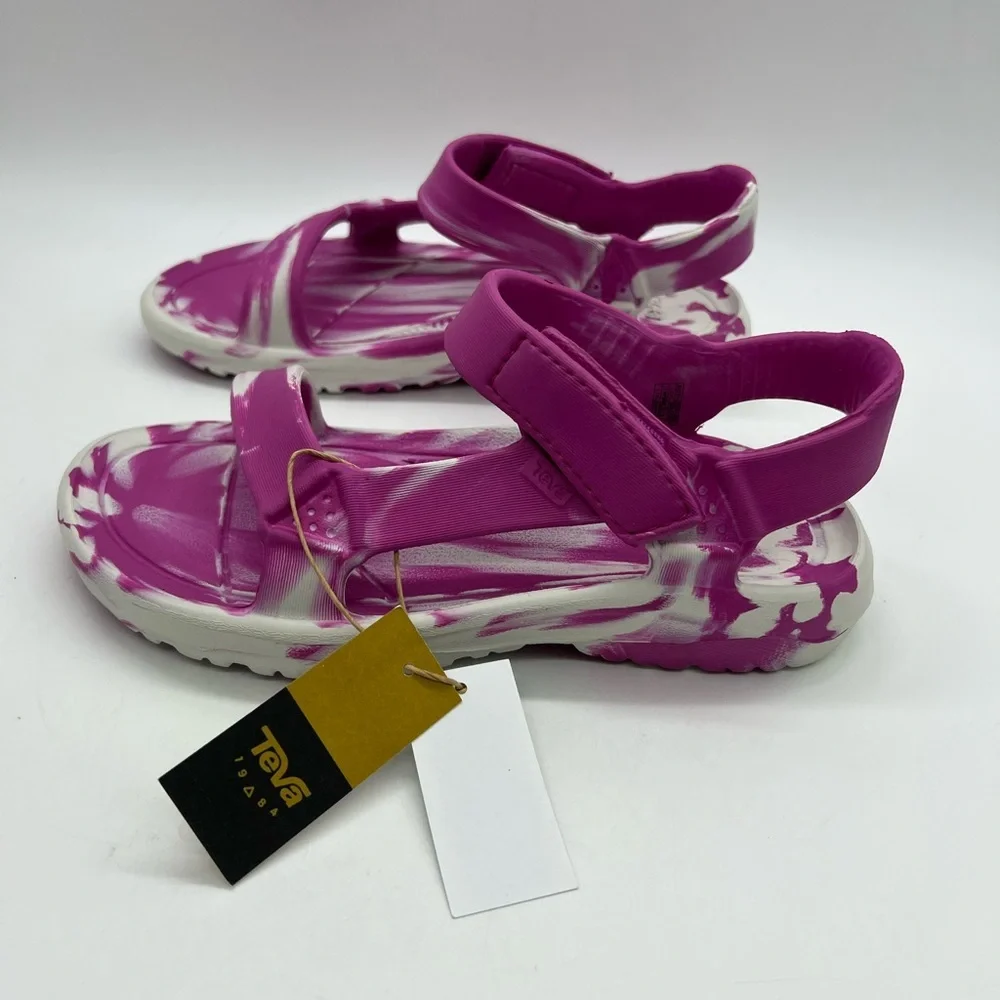 Teva Kids Pink and White Swirl Sandals With Velcro Strap Size Big Kid 3 NWT